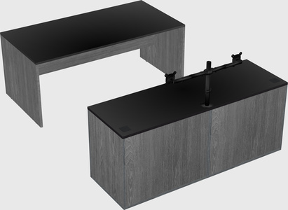 Parallel desk with credenza