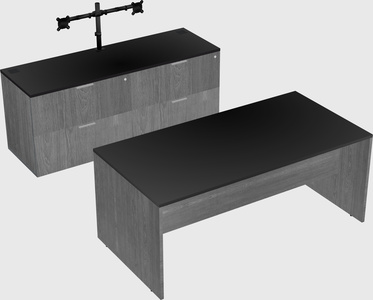 Parallel desk with credenza