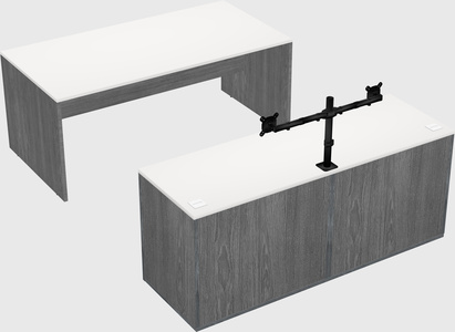 Parallel desk with credenza