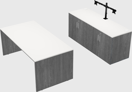 Parallel desk with credenza