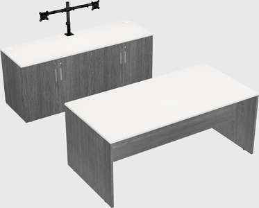 Parallel desk with credenza