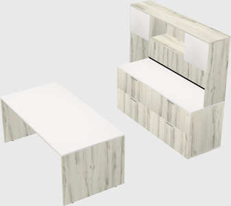 Parallel desk with credenza