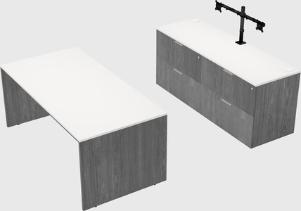 Parallel desk with credenza
