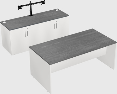 Parallel desk with credenza