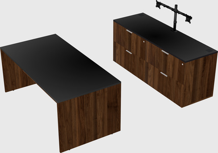 Parallel desk with credenza