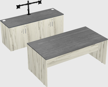 Parallel desk with credenza