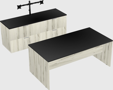 Parallel desk with credenza