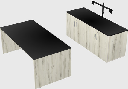 Parallel desk with credenza