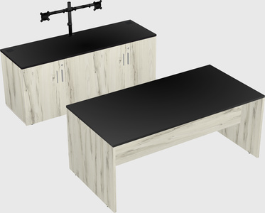 Parallel desk with credenza