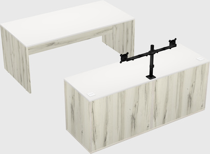 Parallel desk with credenza