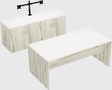 Parallel desk with credenza