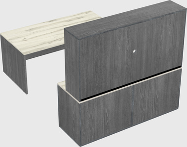 Parallel desk with credenza