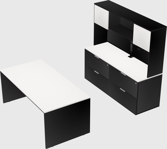 Parallel desk with credenza