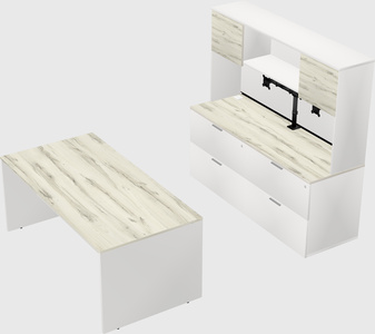 Parallel desk with credenza