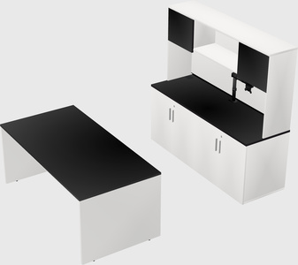 Parallel desk with credenza