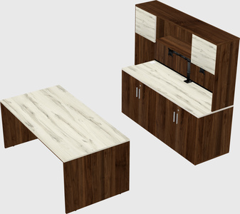 Parallel desk with credenza
