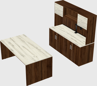 Parallel desk with credenza