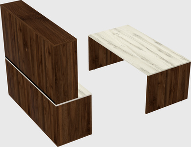 Parallel desk with credenza