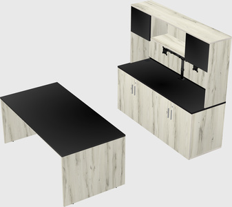 Parallel desk with credenza