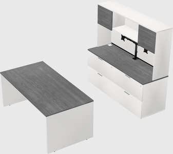 Parallel desk with credenza