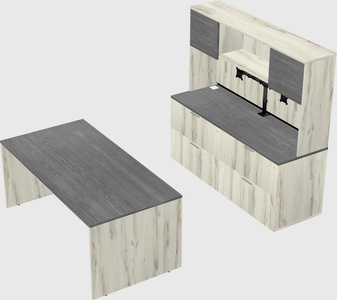 Parallel desk with credenza