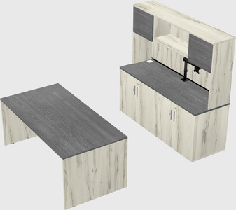 Parallel desk with credenza