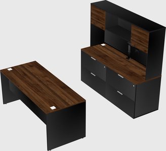 Parallel desk with credenza