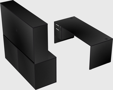 Parallel desk with credenza