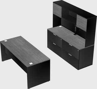 Parallel desk with credenza