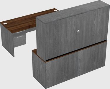 Parallel desk with credenza