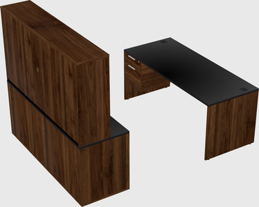 Parallel desk with credenza