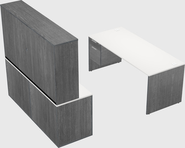 Parallel desk with credenza