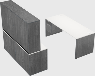 Parallel desk with credenza