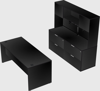Parallel desk with credenza