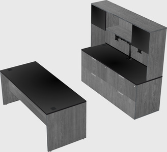 Parallel desk with credenza