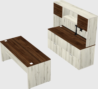 Parallel desk with credenza