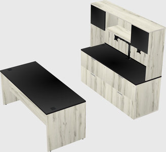 Parallel desk with credenza