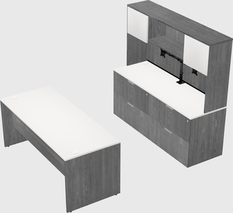 Parallel desk with credenza