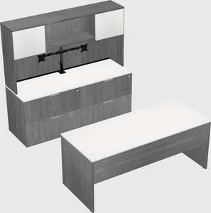 Parallel desk with credenza