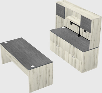 Parallel desk with credenza