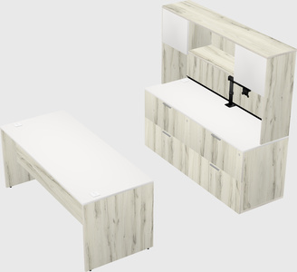 Parallel desk with credenza