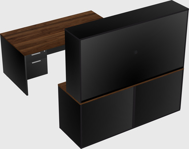 Parallel desk with credenza