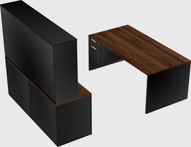 Parallel desk with credenza