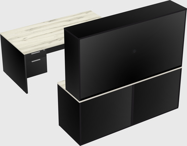 Parallel desk with credenza