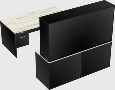 Parallel desk with credenza