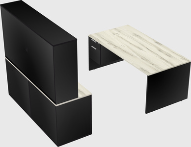 Parallel desk with credenza