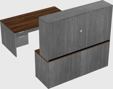 Parallel desk with credenza
