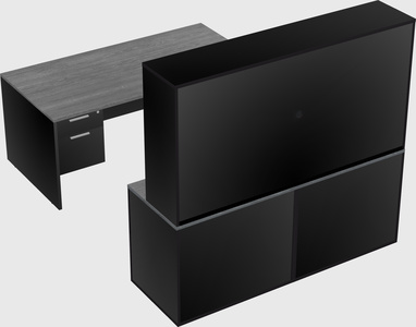 Parallel desk with credenza