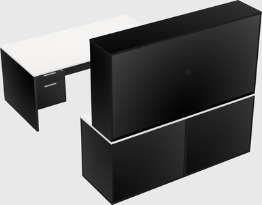Parallel desk with credenza