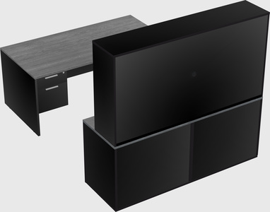 Parallel desk with credenza